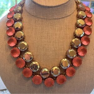 J. Crew Orange and Aurora Borealis Double-Row Necklace